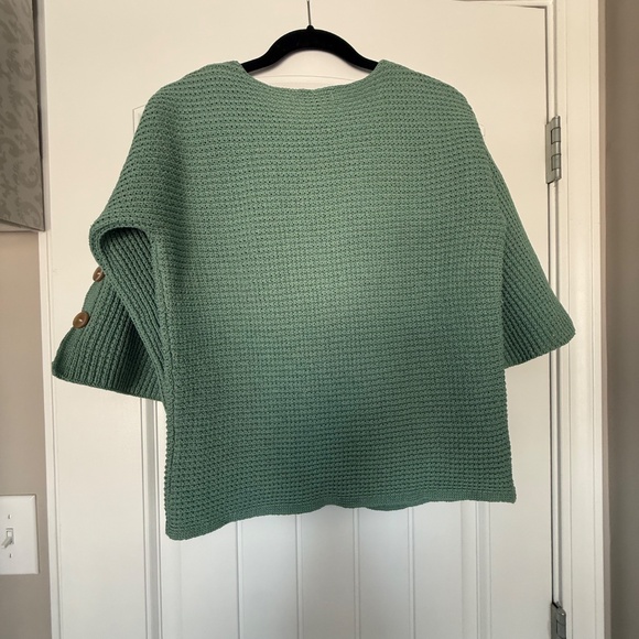 J. Jill Light Green Knit Sweater Button Sleeve Detail Size M - Picture 2 of 14